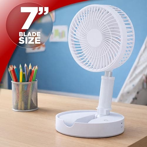 Status IONOS 7" Foldable Rechargeable Desk Fan, White — view 5