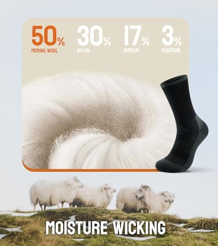 Merino Wool thermal socks for Men & Women,Cushioned Hiking Socks 3 pairs — view 4