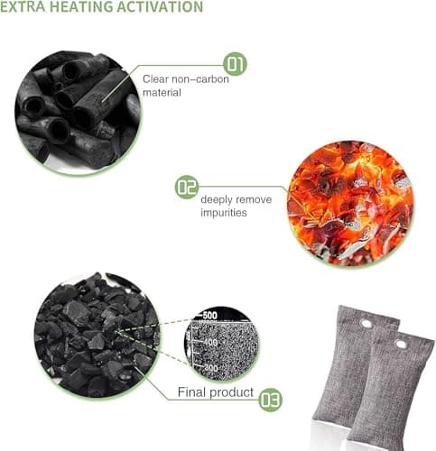 MEGAROOM Bamboo Air Purifying Bags 10 x 100g - Natural Air Freshener - Activated Charcoal Odour Absorber - Activated Charcoal Bag - Natural Car Air Freshener, Shoe Deodoriser, Home, Pet, Closet Odour — view 5