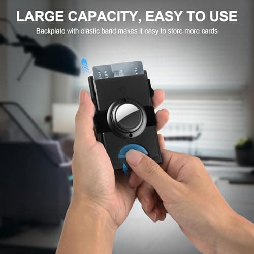 TOYFID Black Aluminum Slim Card Wallet, for AirTag — view 2