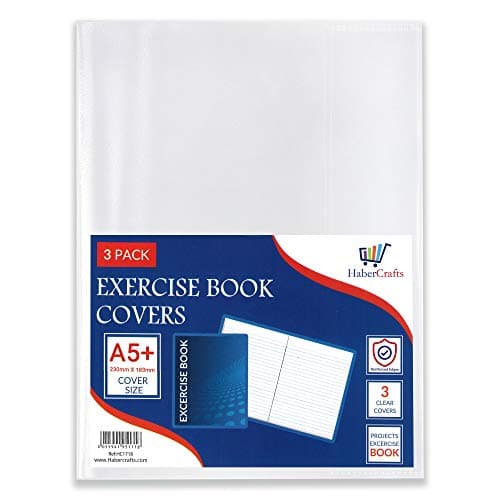A5+ Book Cover Plastic Exercise Book Covers Clear School Notebook Protector Cover Film Transparent Jacket Protective Sleeve Books 9.8 x 7.5 Inch / A5+ (24.89cm x 19.05cm) (Pack of 3)