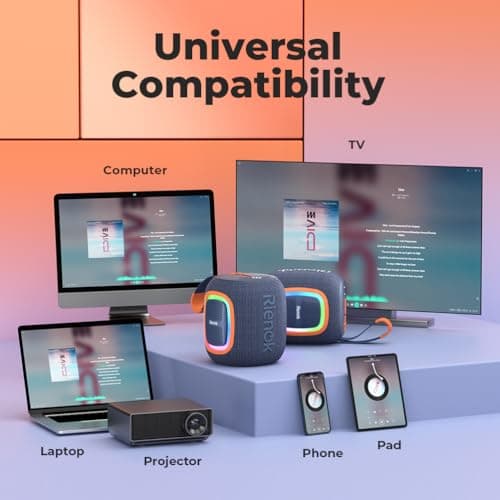 RIENOK Bluetooth Speaker Wireless Portable Waterproof Speaker with Lights FM Radio 15-Hour Playtime Bluetooth 5.3 TF Card USB Playback Mini for Home Garden Party Camping Travel — view 5