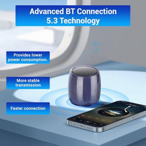 ZYMY Small Bluetooth Speaker Wireless, Mini Speaker IPX7 Waterproof, Blue — view 5