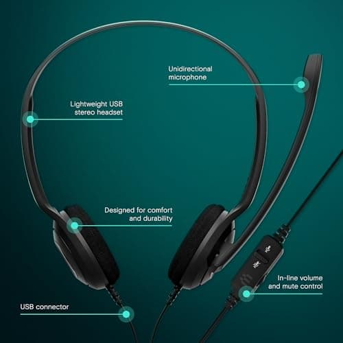 EPOS PC8 USB Stereo Headset for PC & Mac - Wired On-Ear Headphones with Noise-Canceling Mic, USB Plug, In-Line Volume & Mute Control, Ultra-Light Design, Perfect for Business, Calls & Remote Work — view 6
