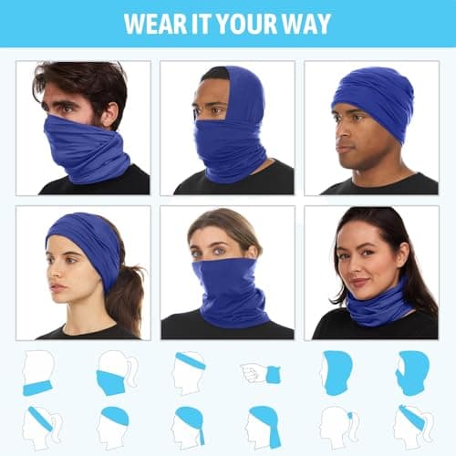 Awumbuk 6 Pack Multifunctional Headwear Bandana Unisex Face Covering, Windproof Sneck Scarf Thin Snoods for Men & Women Face Masks Neck Gaiter for Cycling Sports Running Hiking Outing — view 5