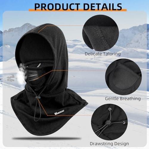 AYPOW Balaclava Ski Mask Windproof Winter Thermal Face Mask Unisex, Elastic Warm Soft Fleece Hood Breathable Face Cover Multifunction Ski Snood Men Women Neck Warmer Outdoor Sports Motorcycle Cycling — view 3