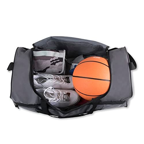 60 Litre Duffle Bag – Heavy Duty Extra Large Sports Gym Equipment Travel Duffel Bag for Men and Women (Grey) — view 3