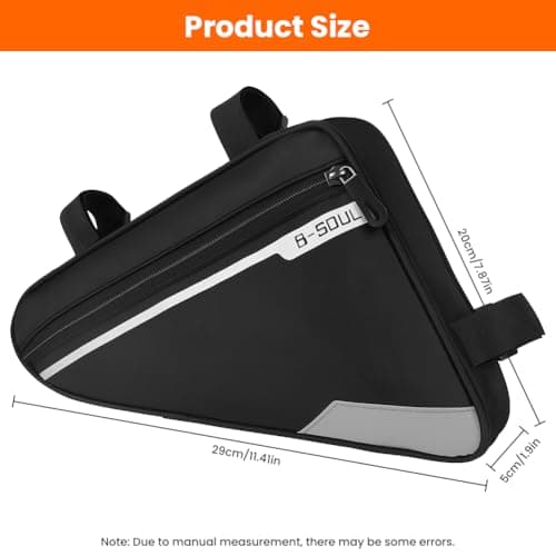 DiULi Waterproof Bike Frame Bag with Reflective Strip, Large Capacity 29x20x5cm Bicycle Triangle Bag with Rear Mesh Pocket, Cycling Frame Storage Pouch for Mountain Road Bike - Black — view 2