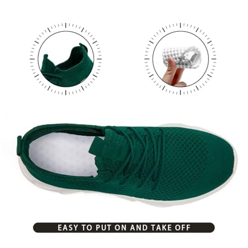 VGPSFN Mens Trainers Running Shoes Walking Sport Outdoor Casual Tennis Gym Fitness Shoes for Men Breathable Mesh Comfortable Lightweight Sneakers Dark_Green UK Size 7 — view 4