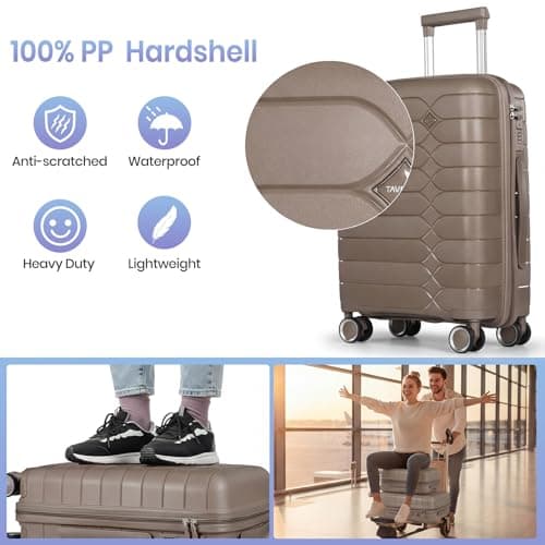 Tavoxda Cabin Suitcase Lightweight PP Hard Shell 20 Inch Carry-On Luggage — view 3