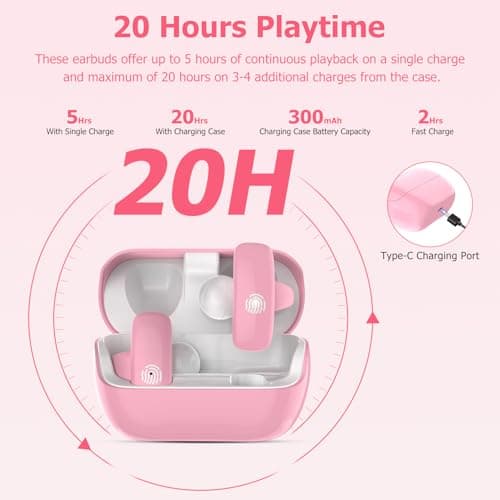 iDIGMALL Kids Wireless Earbuds, Open Ear Clip On Headphones for Teen, Pink — view 5