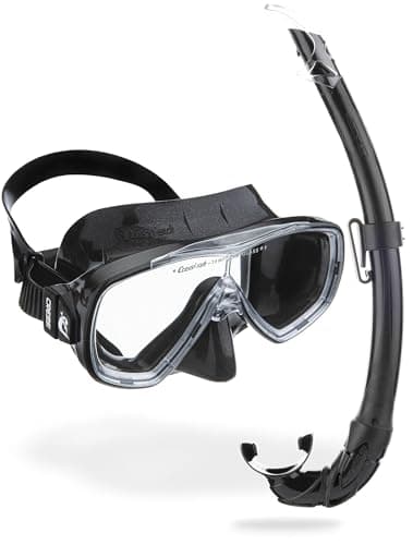 Cressi Single Lens Mask & Snorkel Set - Tempered Glass Diving Mask - Snorkel Set Adults for Pools & Sea - Quick-Adjust Buckles for Scuba Diving Equipment - Black / Black - Combo Set — view 3