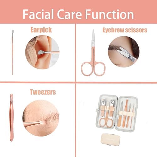 Manicure Set,Nail Clipper Set Personal Care Manicure Pedicure Set Portable Travel Grooming Kit for Women Men Family Friends Wife (Pink) — view 4
