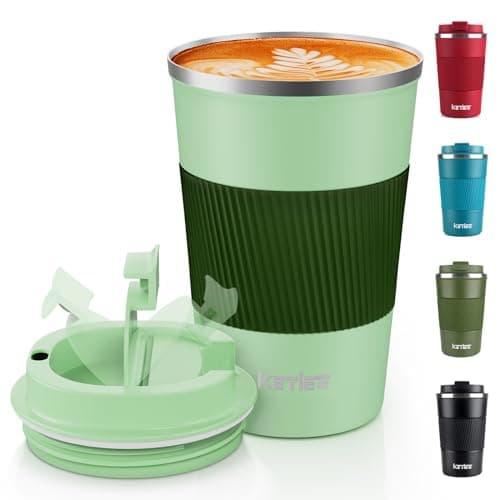 KETIEE Travel Mugs, 380ml Insulated Coffee Cup with Leakproof Lid,Reusable Coffee Cups Travel Cup,Coffee Travel Mug,Double Walled Coffee Mug,Stainless Steel thermaol Mug for Hot Cold Drinks,Green