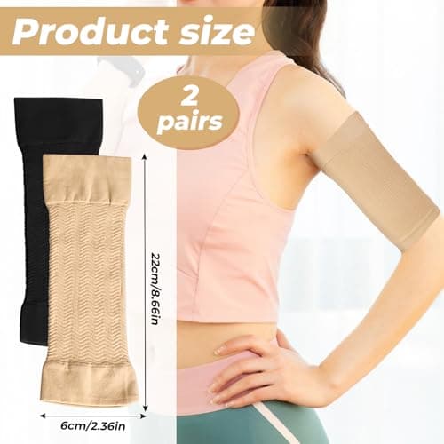KIPTVO 2PCS Elastic Arm Compression Sleeves for Women, Tattoo Cover up Sleeve, for Muscle Pain,Lymphedema Armsleeve, Tight fit Suitable for Boys and Girls — view 2