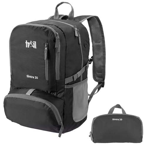 Trail Foldable Backpack, Lightweight Packable Rucksack, 20L, Black