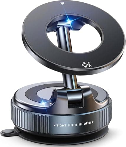 ZAWNIC 2026 Upgraded Vacuum Magnetic Car Phone Holder, 360° with 2 Magnet Rings Ultra Suction Phone Mount for MagSafe Cell Phone Holders for Your Car/Gym/Mirror Mount for iPhone & Android