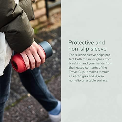 BLACK + BLUM Glass Travel Cup | Leak Proof | Non-Slip Grip | 340ml | Olive — view 6