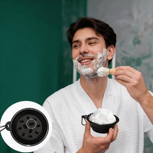 Foldable Silicone Shaving Bowl with Carabiner, Portable Travel Shaving Cup for Wet Shaving & Shave Cream, Men's Grooming Accessory — view 2