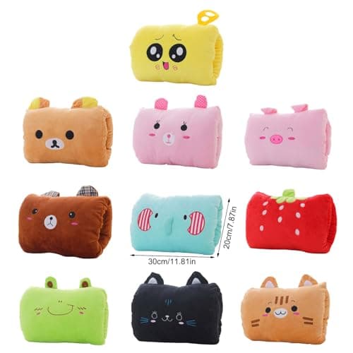 Lovely Cartoon Hand Pillow Cushion Soft Filled Travel Sleeping Companion Warmer Pillow for Winter — view 3