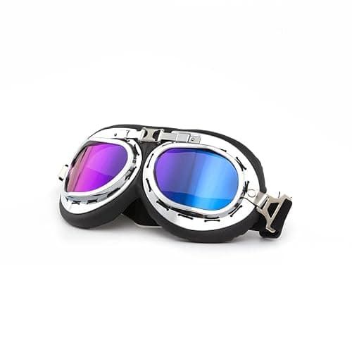 Silver Ski and Snowboard Goggles for Men and Women, UV Protection, Motorcycle Compatible Helmet Goggles, Anti-Fog Ski Goggles, Sports Goggles for Skiing, Motorcycling, Cycling, and Skateboarding