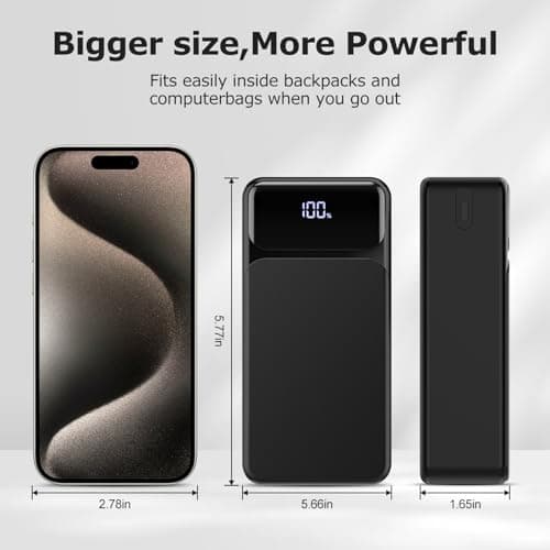 50000mah Power Bank 22.5W Fast Charging Portable Charger USB-C with 4 Outputs & 2 Inputs LED Display Huge Capacity External Battery Pack for iPhone, Samsung, iPad etc — view 6