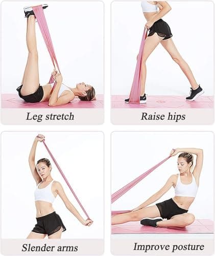3Pcs Resistance Bands Set, Long Stretch Resistance Exercise Bands with 3 Resistance Levels,Workout Bands for Women Men, for Yoga, Pilates,Gym Strength Training and Physiotherapy (Pink, Purple, Blue) — view 4