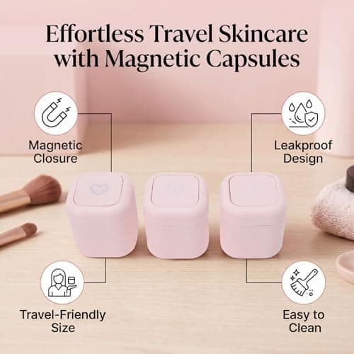 Dpofirs Magnetic Travel Containers, Magnetic Cosmetic Capsules Set of 3 with Secure Lids and Leakproof Seal for Lotion Cream Sunscreen Refillable Travel Toiletries (Style 2) — view 5