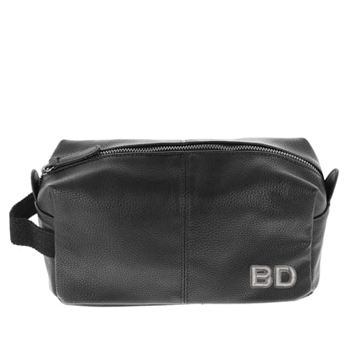 Personalised Black Leather Toiletry Wash Bag - Travel Gift for Him - Fathers Birthday — view 4