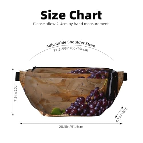 Wine Bottle Corks Grapes Printed Fanny Pack Waist Bag for Men Women, Adjustable Bumbags Hip Bum Bag Travel Crossbody Bags Sports Running Hiking Belt Bag — view 3