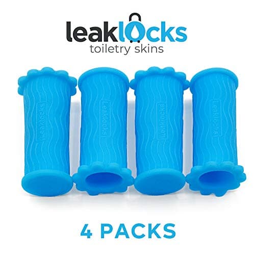 LeakLocks® Toiletry Skins™ Elastic Sleeve for Leak Proofing Travel Container in Luggage. for Standard and Travel Sized Toiletries. Reusable Accessory for Travel Bag Suitcase and Carry-on Luggage, — view 6