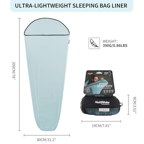 Naturehike Hut Sleeping Bag Ultralight Sleeping Bag Liner only 390g High Elasticity Travel Sleeping Bag with Small Pack Size for Backpacking, Hostels and Camping — view 3