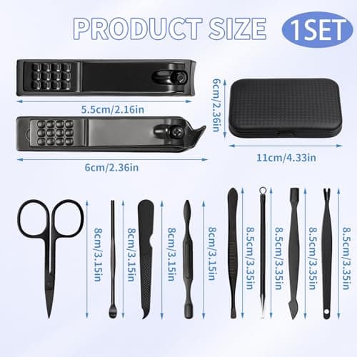 Manicure Set Nail Clippers Kit 10 in 1 Professional Stainless Steel Grooming Tools with Leather Travel Case, Nail Care Kit for Men and Women, Portable Kit for Hand Care and Foot Care — view 2