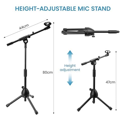 CROWNSHOP Microphone Stand 47-80cm with Telescopic Boom Adjustable — view 2