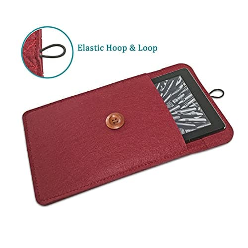 6 inch E-Reader Sleeve by Okami Products, Felt Ereader Pouch for all 5 to 6 inch E-Readers, Protective E-Book Bag/Case (Red) — view 5