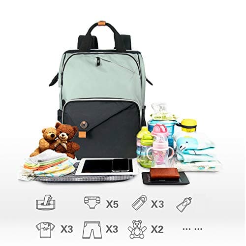 Hap Tim Diaper Bag Backpack,Large Capacity Travel Back Pack Maternity Baby Nappy Changing Bags, Double Compartments with Stroller Straps,Waterproof,Grey Black(UK7340-GB) — view 2