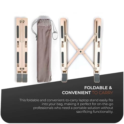 Roe Tenpo Adjustable Laptop Stand for Desk, 6-Angle Laptop Riser Portable Laptop Holder, Air-Ventilated Cooling Notebook Stand for Compatible with MacBook Air, Pro, Dell 10-15.6” (Gold) — view 5