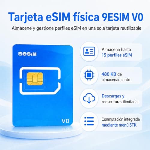 9eSIM V0 eSIM Card for Unlocked Android, 480KB Storage - SIM to eSIM Adapter, 15 Profiles, Offline STK Menu, Unlimited Downloads, Pre-Cut Nano/Micro/Standard, Global Travel USA/Europe/Japan/China — view 2