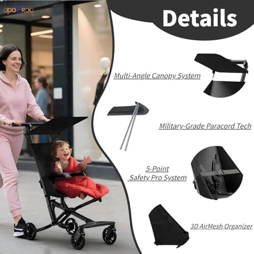Opaeroo Lightweight Stroller 2.8kg One Hand Fold Airplane Approved 0-6 Years Dual Mesh Pockets — view 3