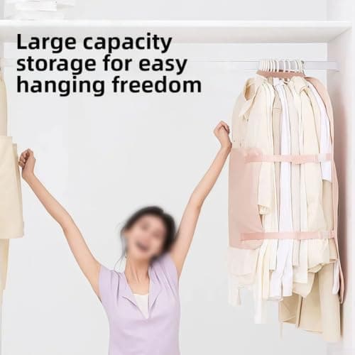 Compression Storage Bags for Clothes, Large Fabric Garment Organisers for Winter and Down Jackets, Space Saving Travel Packing Cubes, Foldable Home(pink) — view 4