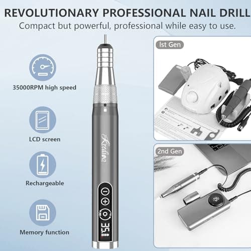 Kredioo Portable Cordless Nail Drill Machine 35000RPM with Storage Case — view 3