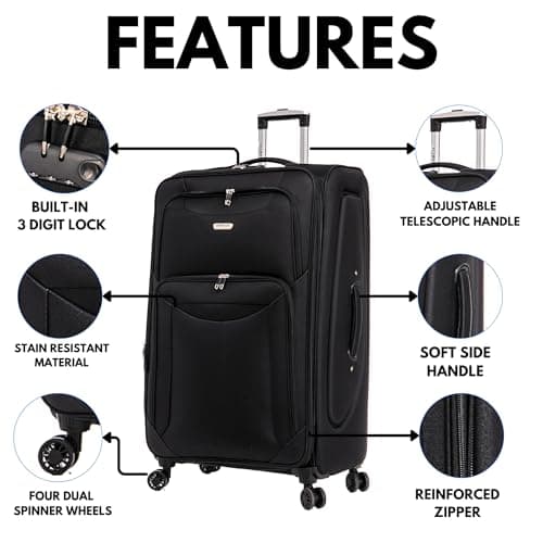 FLYMAX 29" Large Super Lightweight 4 Wheel Suitcase Luggage Expandable with Wheels — view 3