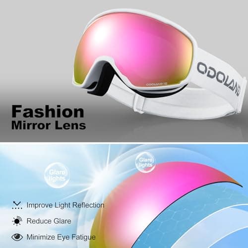 Odoland OTG Ski Goggles with Anti-fog, Anti-glare Lens UV400 Protection Adult Snow Goggles, Double Spherical Goggles for Skiing Skating Snowmobiles and Snowboardsfor Men and Women WPE — view 6