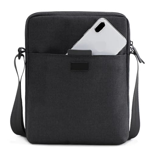 Men's Bags Light Canvas Shoulder Bag For 7.9' Tablet Casual Crossbody Waterproof Business bag For Travel(Black)