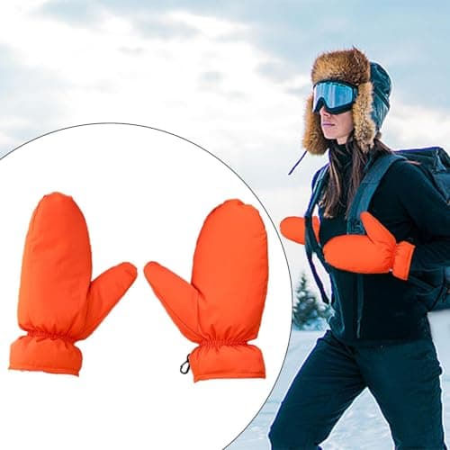 rockible Down Mittens Snow Mittens Soft Warm for Men Women Insulated Winter Gloves Ski Mittens for Biking Snowboarding Skiing Cycling, Orange — view 2