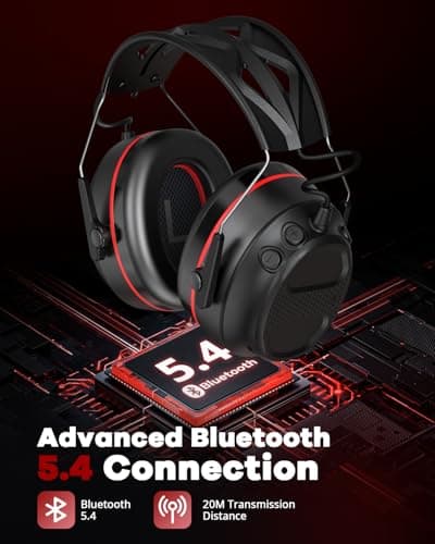 Doohoeek Bluetooth 6.0 Ear Defender, Wireless Hearing Protector Earmuffs with 1200mAh Rechargeable Battery, SNR 30dB Noise Cancelling Headphones, Adjustable Headband with Microphone (UK) — view 2