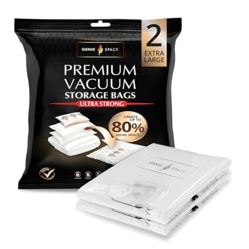 GENIE SPACE Premium Vacuum Storage Bags, Size XL 2 Pack, 100x80 cm