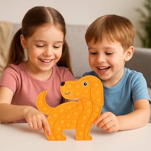 Ranzah Dog Shaped Pop Fidget Toy Silicone Bubble Sensory Toy for Kids & Adults – Stress Relief, Anxiety Relief, Autism, ADHD, Classroom & Travel (Orange Dog) — view 3