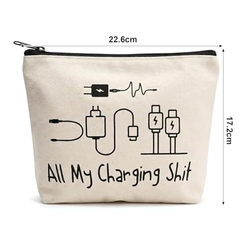 Travel Essentials Cable Bag, Funny Charging Cord Organizer Pouch for Women Men, Waterproof Tech Accessories Storage, Holiday Gifts Gadget Bag for USB Leads Power Bank — view 2