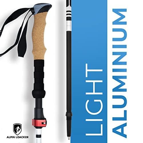 Alpin Loacker Hiking Poles Foldable Aluminium with Cork Handle I Nordic Walking Poles Women and Men for Skiing and Hiking I Lightweight Foldable Trekking Poles Telescopic for Mountain Sports, 115-135 — view 2